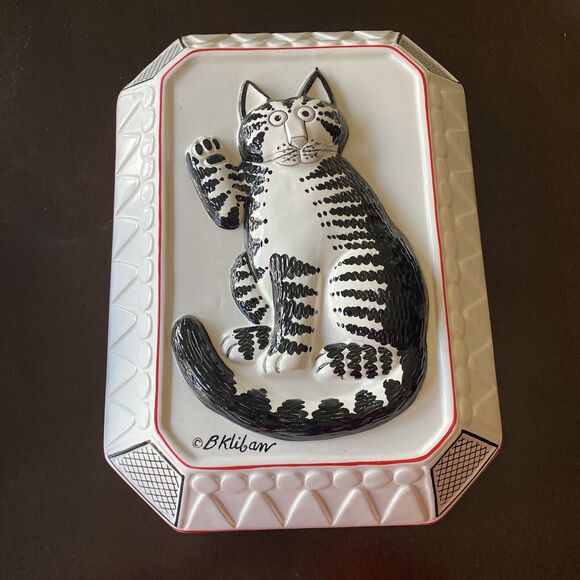 Sigma by Tastesetter ~ Kliban Cat Ceramic Wall Hanging Mold Black ~ White ~ Red - Picture 1 of 8
